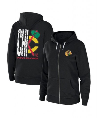 Women's Black Chicago Blackhawks Sponge Fleece Full-Zip Hoodie Black $36.00 Sweatshirts