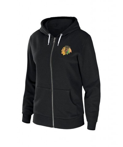 Women's Black Chicago Blackhawks Sponge Fleece Full-Zip Hoodie Black $36.00 Sweatshirts