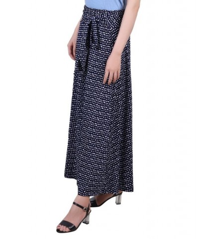 Petite Printed Maxi Skirt with Sash Waist Tie Grape Jade Teal Paisley $11.78 Skirts