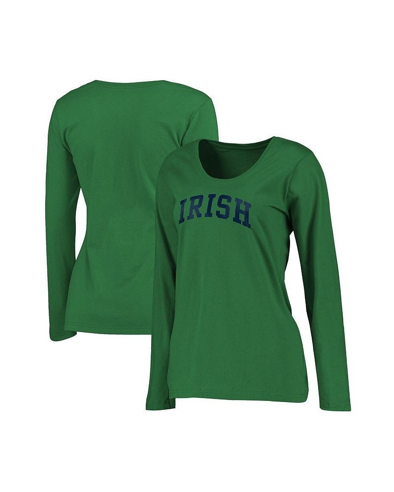 Women's Branded Green Notre Dame Fighting Irish Logo Arch Long Sleeve T-shirt Green $16.00 Tops