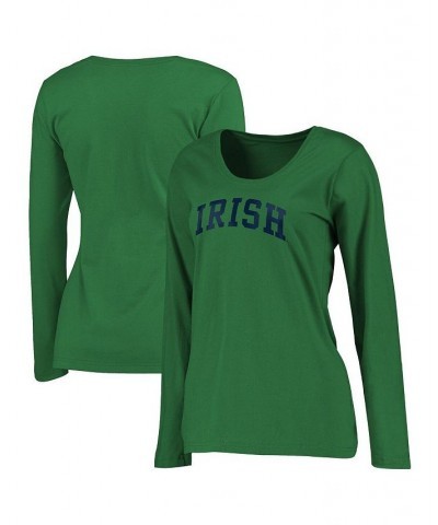 Women's Branded Green Notre Dame Fighting Irish Logo Arch Long Sleeve T-shirt Green $16.00 Tops