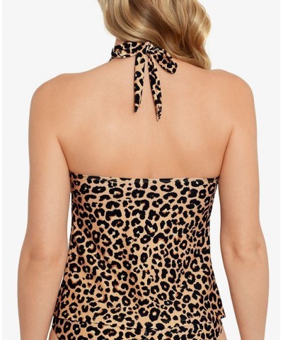 Juniors' Animal-Print Halter Tankini Top Spots Amore Natural $26.54 Swimsuits