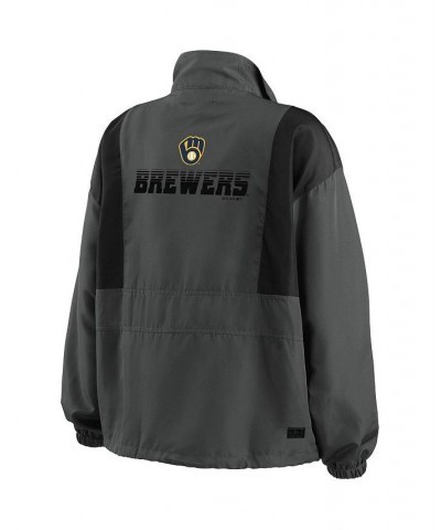 Women's Charcoal Milwaukee Brewers Packable Half-Zip Jacket Charcoal $52.80 Jackets