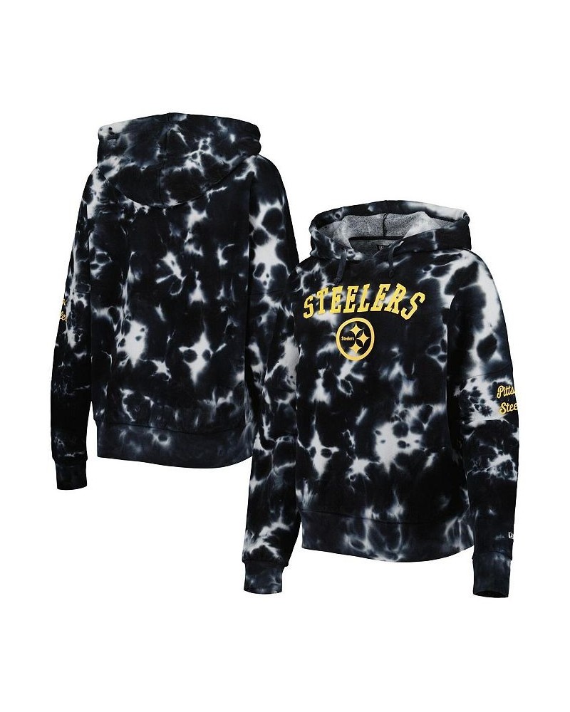 Women's Black Pittsburgh Steelers Cloud Dye Fleece Pullover Hoodie Black $36.80 Sweatshirts