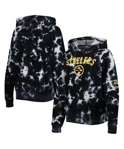 Women's Black Pittsburgh Steelers Cloud Dye Fleece Pullover Hoodie Black $36.80 Sweatshirts