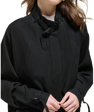 Women's Stand Collar Zip-Front Long Sleeve Jacket Black $74.73 Jackets