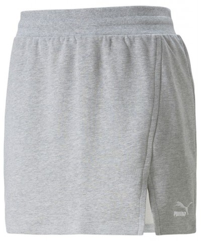 Women's Classics Cotton Terry Fleece Pull-On Skirt Gray $22.40 Skirts