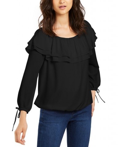 Ruffled Off-The-Shoulder Top Regular & Petite Sizes Black $30.10 Tops