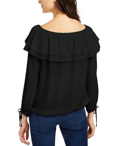 Ruffled Off-The-Shoulder Top Regular & Petite Sizes Black $30.10 Tops