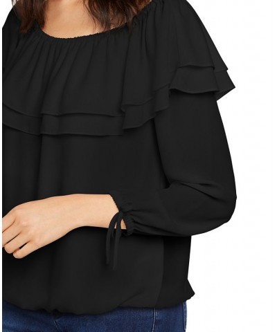 Ruffled Off-The-Shoulder Top Regular & Petite Sizes Black $30.10 Tops