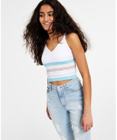 Women's Striped Tank Top Bright White Multi $20.09 Sweaters