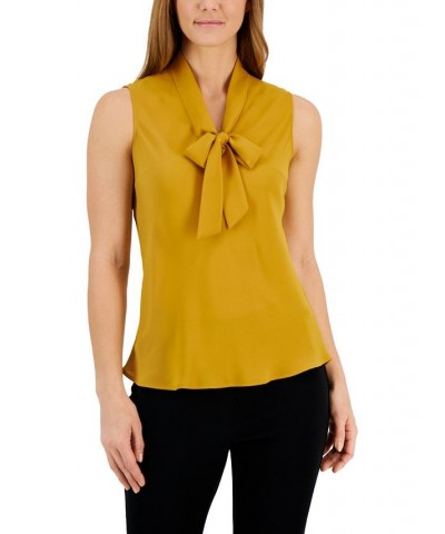 Women's Sleeveless Tie-Neck Top Regular and Petite Sizes Butterscotch $17.55 Tops