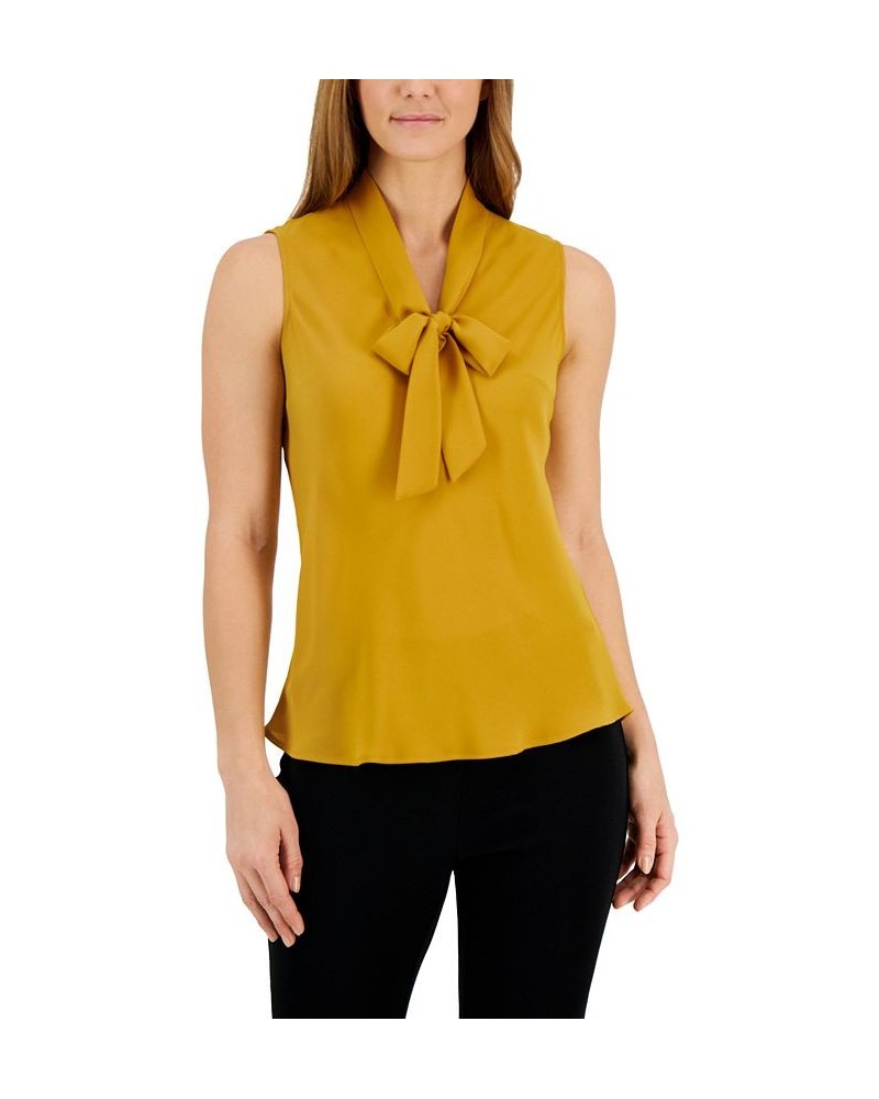 Women's Sleeveless Tie-Neck Top Regular and Petite Sizes Butterscotch $17.55 Tops
