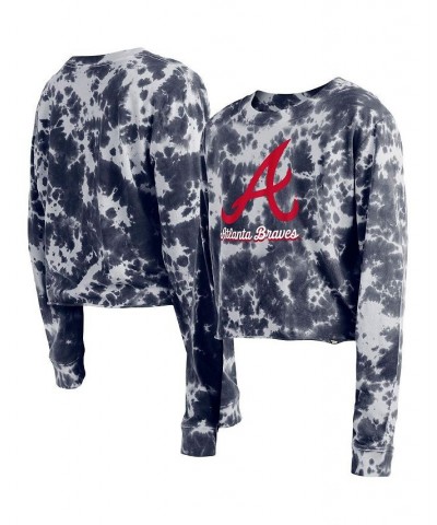 Women's Navy Atlanta Braves Tie-Dye Cropped Long Sleeve T-shirt Navy $27.03 Tops