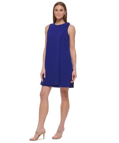 Women's Shoulder-Bow Sleeveless Scuba Crepe Dress Blue $64.80 Dresses