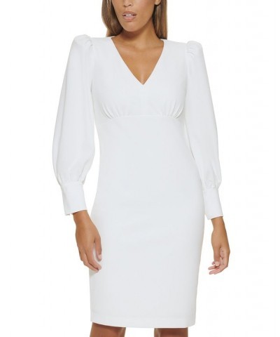 Petite Puff-Sleeve V-Neck Sheath Dress Cream $46.99 Dresses