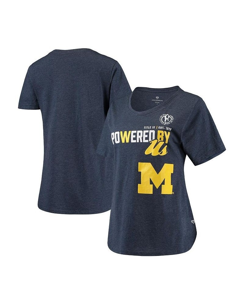 Women's Heathered Navy Michigan Wolverines PoWered By Title IX T-shirt Heathered Navy $17.15 Tops