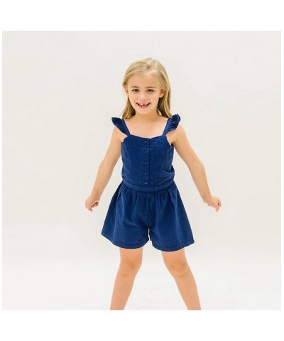 Mommy & Me Organic Cotton Sleeveless Rompers in Navy Seersucker Navy Seersucker $26.38 Pants