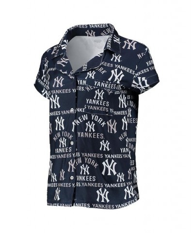 Women's Navy New York Yankees Flagship Allover Print Top and Shorts Sleep Set Navy $25.30 Pajama