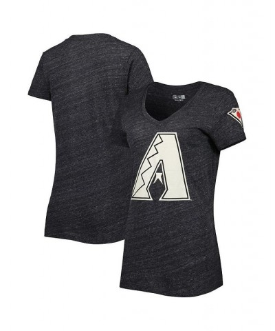 Women's Heathered Black Arizona Diamondbacks City Connect Cap Logo Tri-Blend V-Neck T-shirt Heathered Black $21.60 Tops