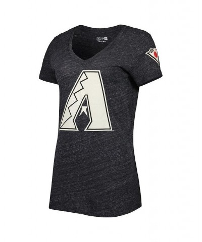 Women's Heathered Black Arizona Diamondbacks City Connect Cap Logo Tri-Blend V-Neck T-shirt Heathered Black $21.60 Tops