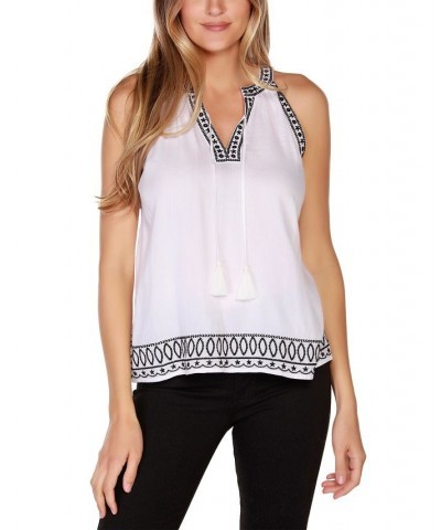 Women's Black Label Embroidered Tank Top White $19.95 Tops