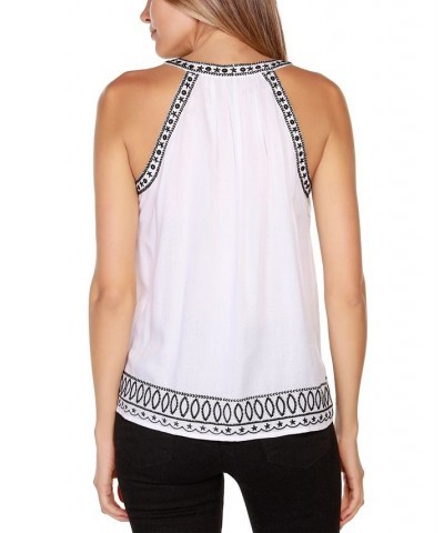 Women's Black Label Embroidered Tank Top White $19.95 Tops