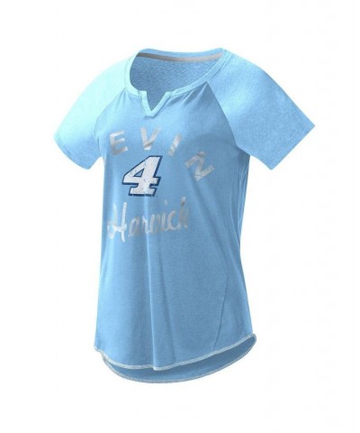 Women's Light Blue Kevin Harvick Grand Slam Tri-Blend Notch V-Neck T-shirt Light Blue $20.70 Tops