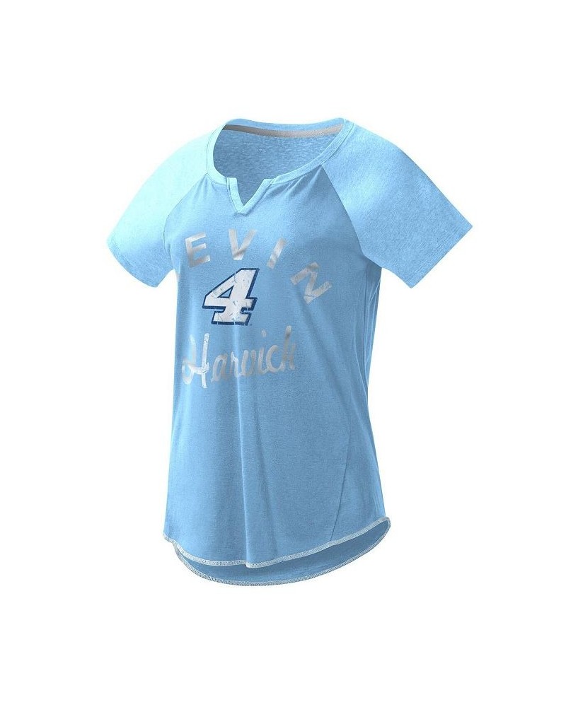 Women's Light Blue Kevin Harvick Grand Slam Tri-Blend Notch V-Neck T-shirt Light Blue $20.70 Tops