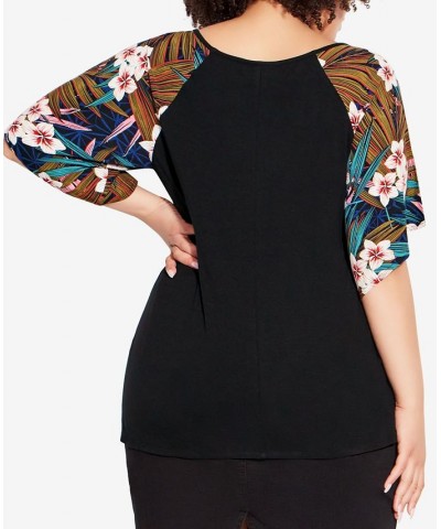 Plus Size Gretta Tie Front Top Hibiscus Palm $30.68 Tops