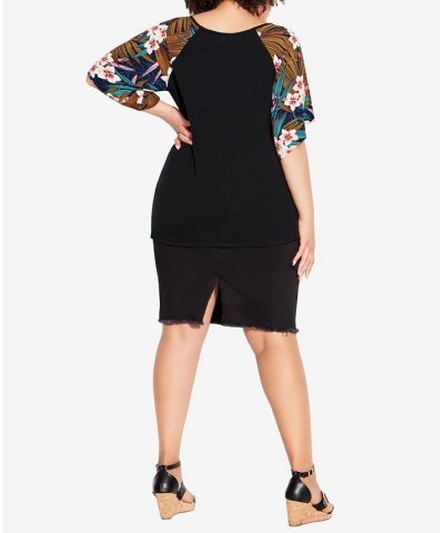 Plus Size Gretta Tie Front Top Hibiscus Palm $30.68 Tops