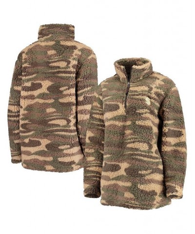 Women's Camo Seattle Kraken Sherpa Quarter-Zip Jacket Camo $39.10 Jackets