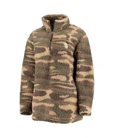 Women's Camo Seattle Kraken Sherpa Quarter-Zip Jacket Camo $39.10 Jackets