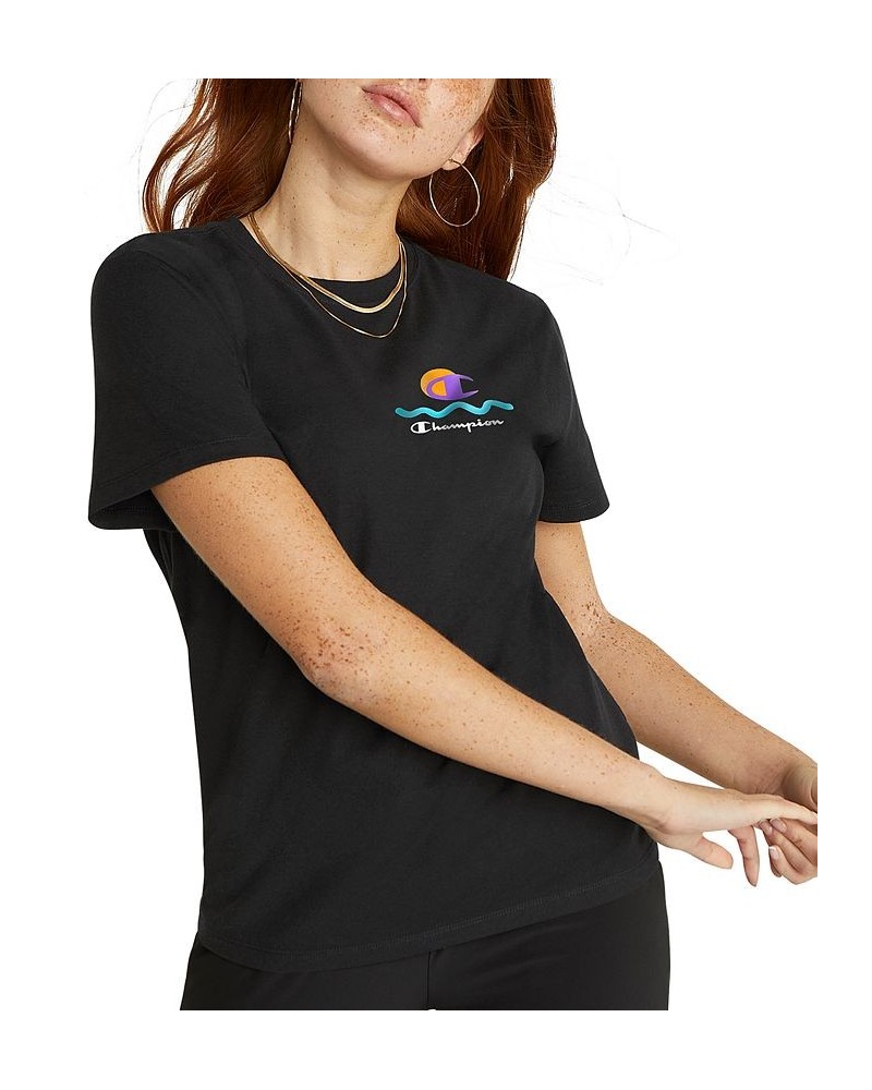 Women's Cotton Classic Crewneck Logo Tee Black $16.10 Tops