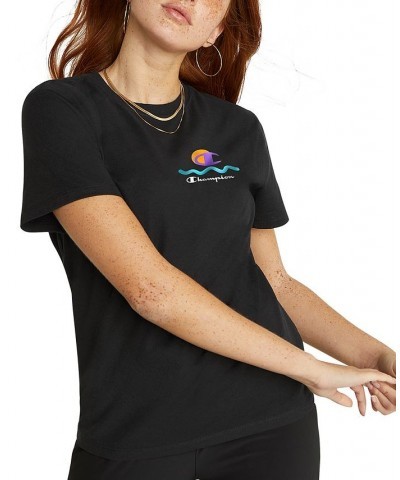 Women's Cotton Classic Crewneck Logo Tee Black $16.10 Tops