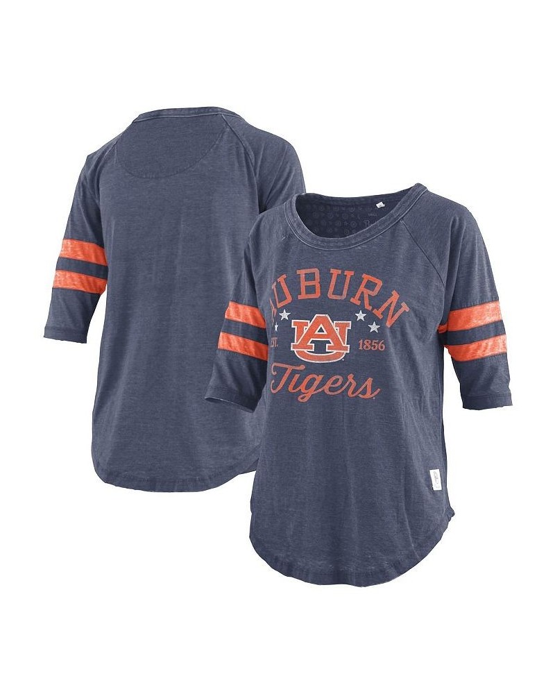 Women's Navy Auburn Tigers Plus Size Jade Vintage-Like Washed 3/4-Sleeve Jersey T-shirt Navy $27.50 Tops