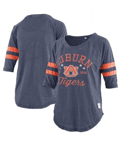 Women's Navy Auburn Tigers Plus Size Jade Vintage-Like Washed 3/4-Sleeve Jersey T-shirt Navy $27.50 Tops