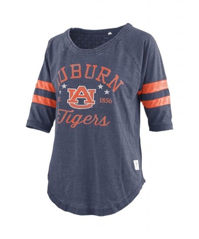 Women's Navy Auburn Tigers Plus Size Jade Vintage-Like Washed 3/4-Sleeve Jersey T-shirt Navy $27.50 Tops