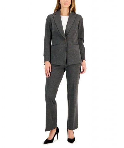 Women's Zip-Cuff Notched Collar One-Button Jacket Regular and Petite Sizes Gray $38.74 Jackets