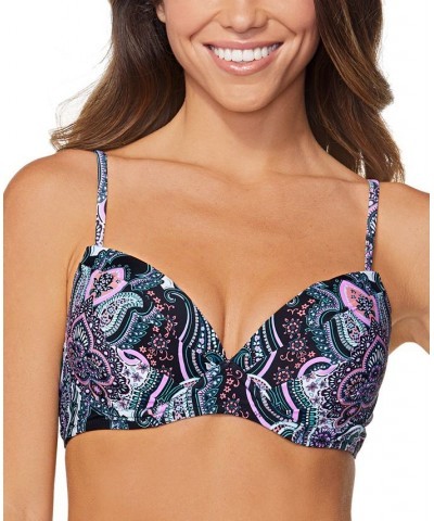 Juniors' Moonshadow Printed Convertible-Strap Underwire Pleated Bikini Top Silk Road Multi $30.74 Swimsuits