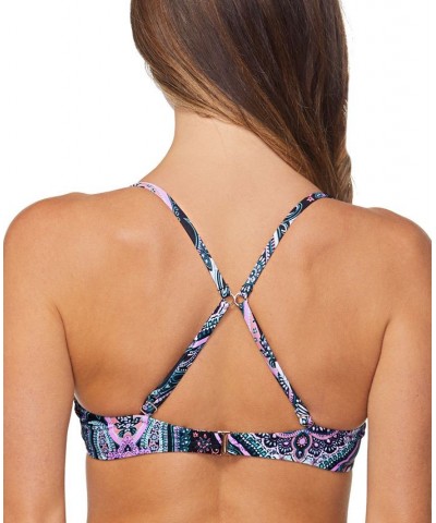 Juniors' Moonshadow Printed Convertible-Strap Underwire Pleated Bikini Top Silk Road Multi $30.74 Swimsuits