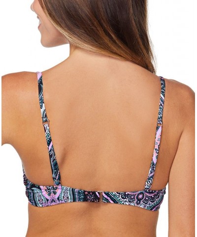 Juniors' Moonshadow Printed Convertible-Strap Underwire Pleated Bikini Top Silk Road Multi $30.74 Swimsuits