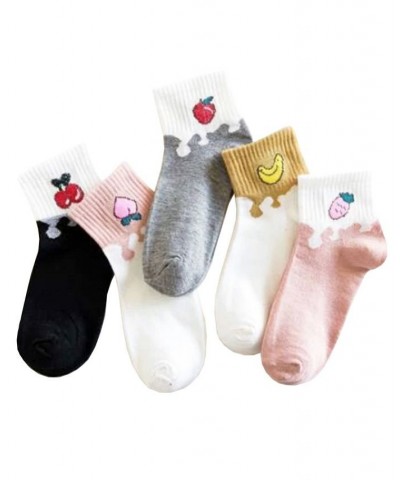 Women's Paint Drip Fruit Ankle Sock Five Pack Multi $18.36 Socks