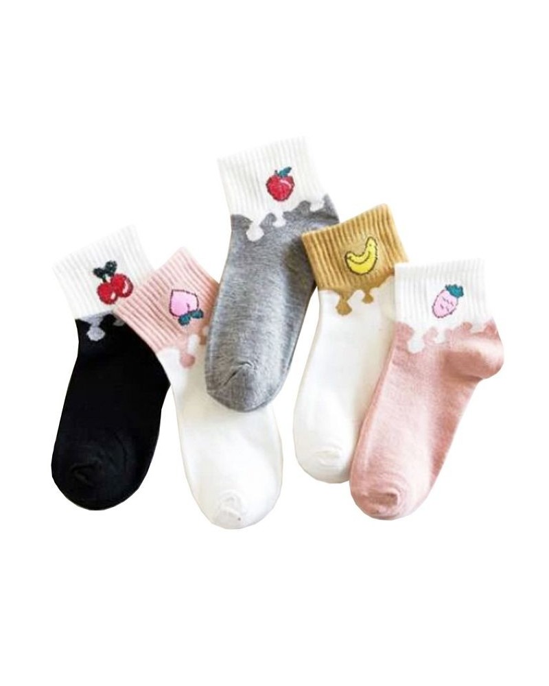 Women's Paint Drip Fruit Ankle Sock Five Pack Multi $18.36 Socks