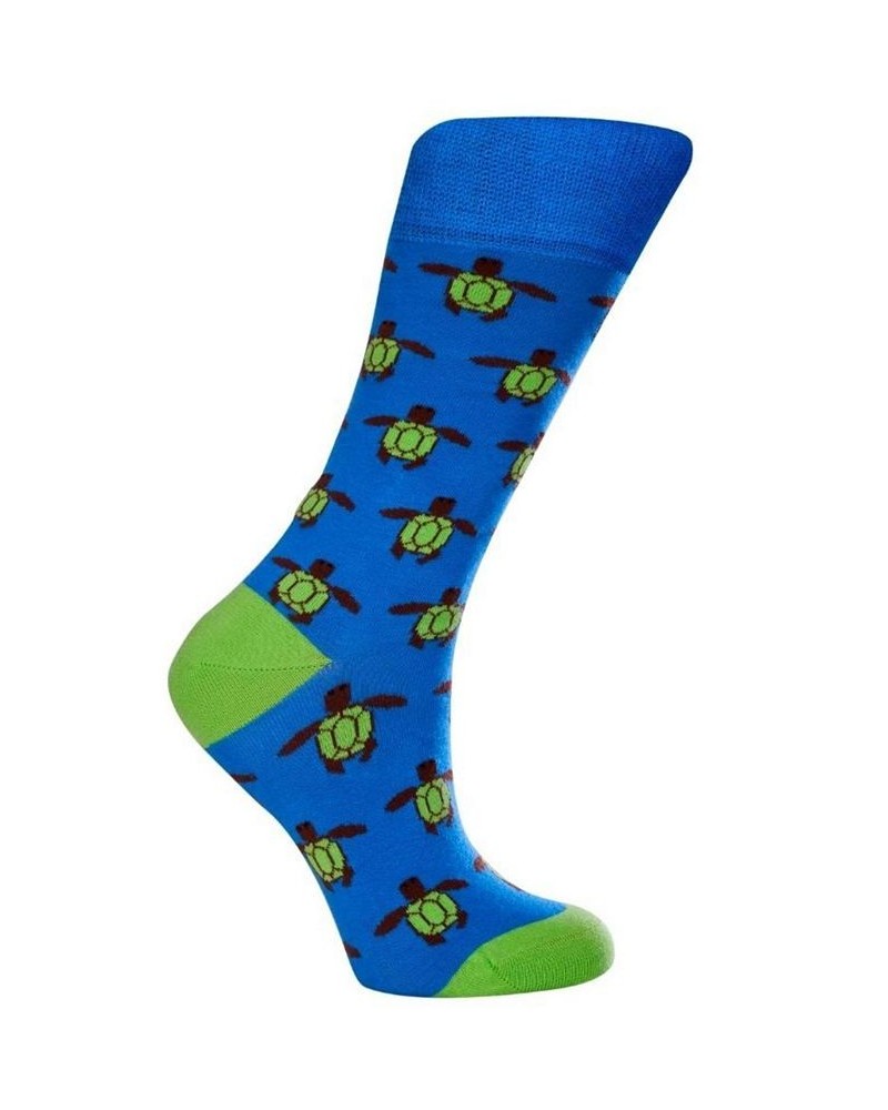 Women's Turtle W-Cotton Novelty Crew Socks with Seamless Toe Design Pack of 1 Turquoise $13.25 Socks