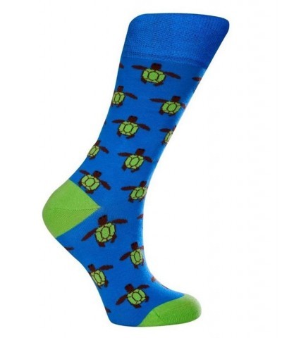 Women's Turtle W-Cotton Novelty Crew Socks with Seamless Toe Design Pack of 1 Turquoise $13.25 Socks