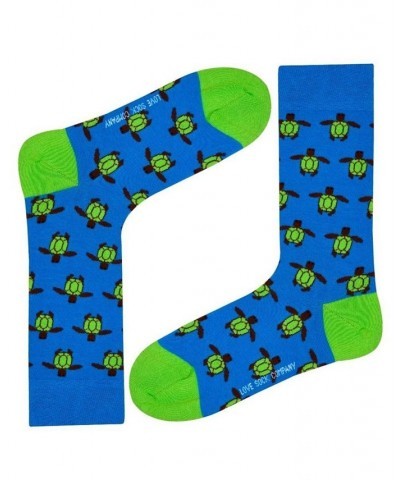 Women's Turtle W-Cotton Novelty Crew Socks with Seamless Toe Design Pack of 1 Turquoise $13.25 Socks