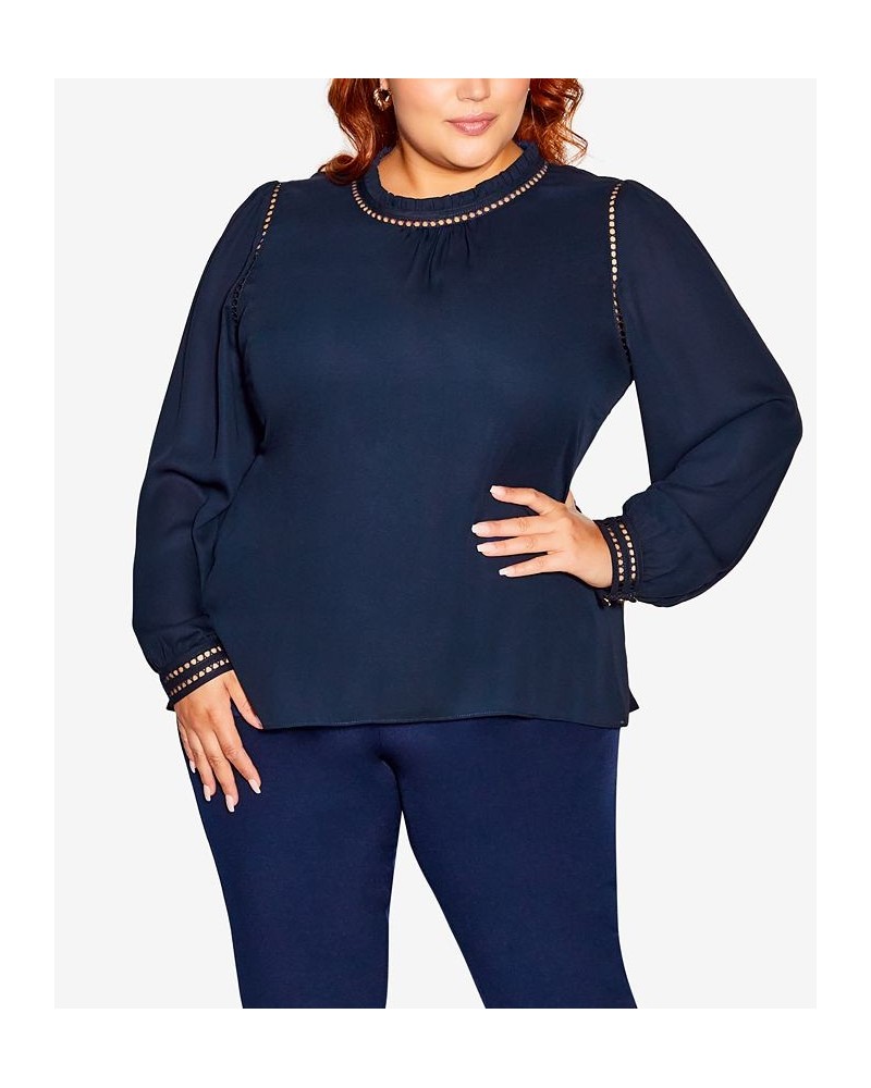 Trendy Plus Size Kiss Me Quick High Low Shirt French Navy $52.25 Tops
