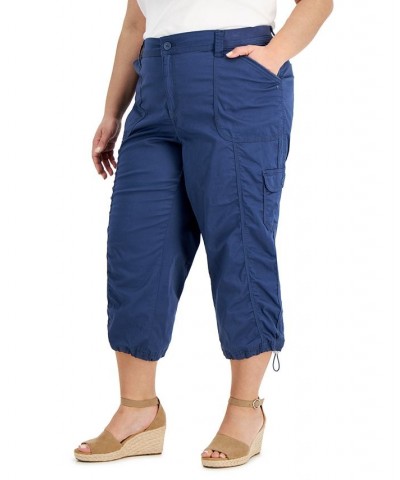 Plus Size Bungee-Hem Capri Pants New Uniform Blue $20.85 Pants