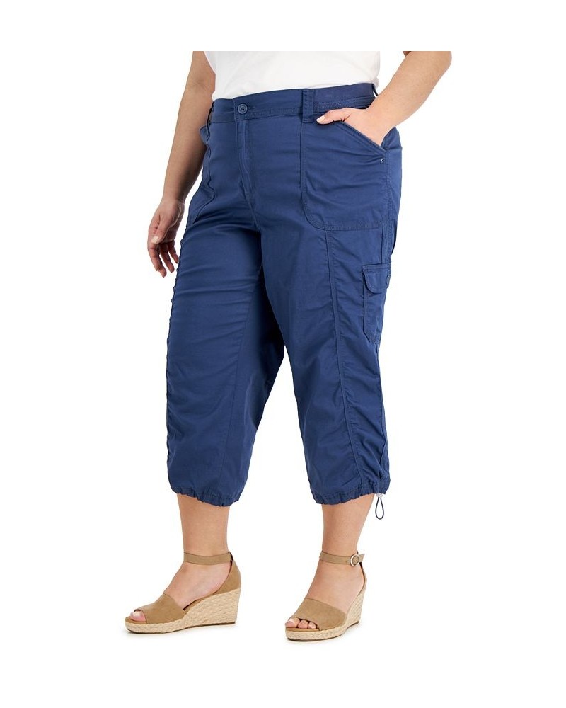 Plus Size Bungee-Hem Capri Pants New Uniform Blue $20.85 Pants